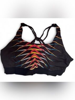 Carbon 38 black multi-strap cross back sports bra size small